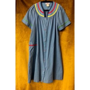 Vintage Primary Colors Lounge Around House Dress